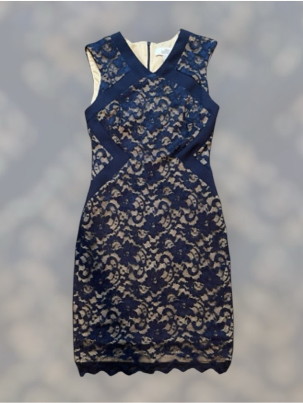Women's Belle Badgley Mischka Lace Dress, Size Small Blue - Picture 1 of 7